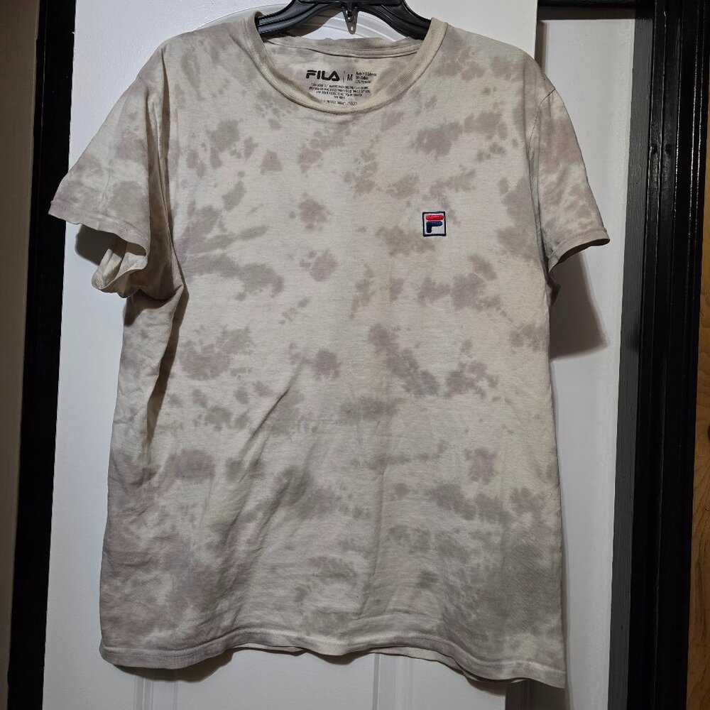 Fila Men's White & Cream Tie-Dye Short Sleeve Tee Shirt Size Medium